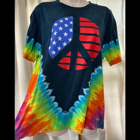 Kids Flux Tie Dye Peace Sign Short Sleeve Shirt - Picture 2 of 6